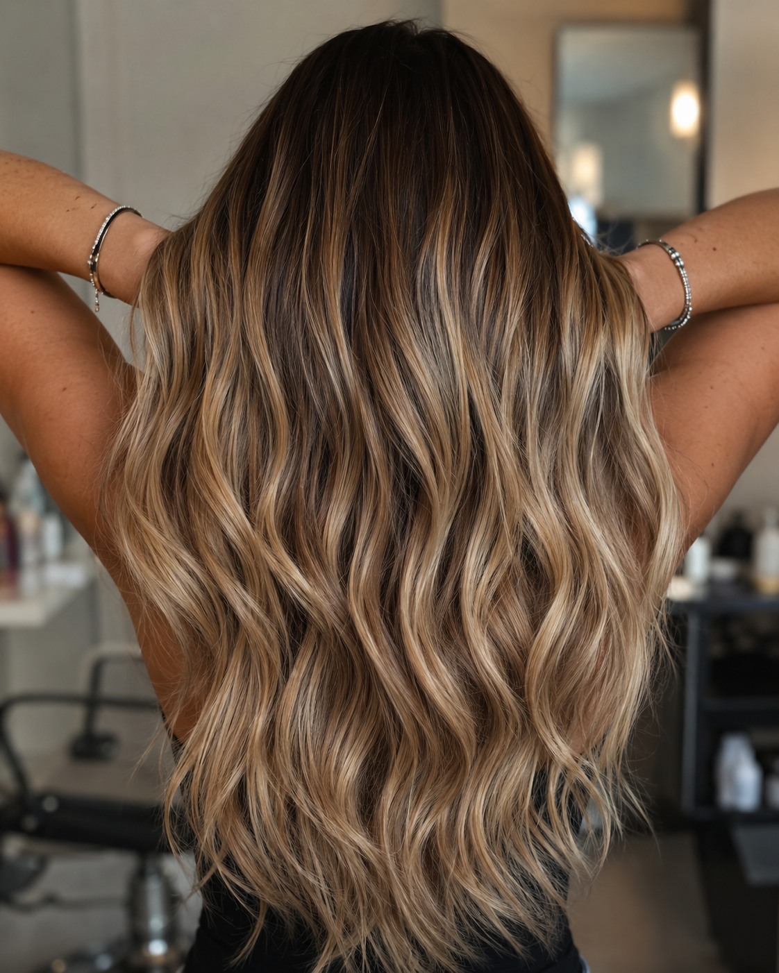 Hair transformation 3 — balayage and extensions by Katie Shumway in Dana Point