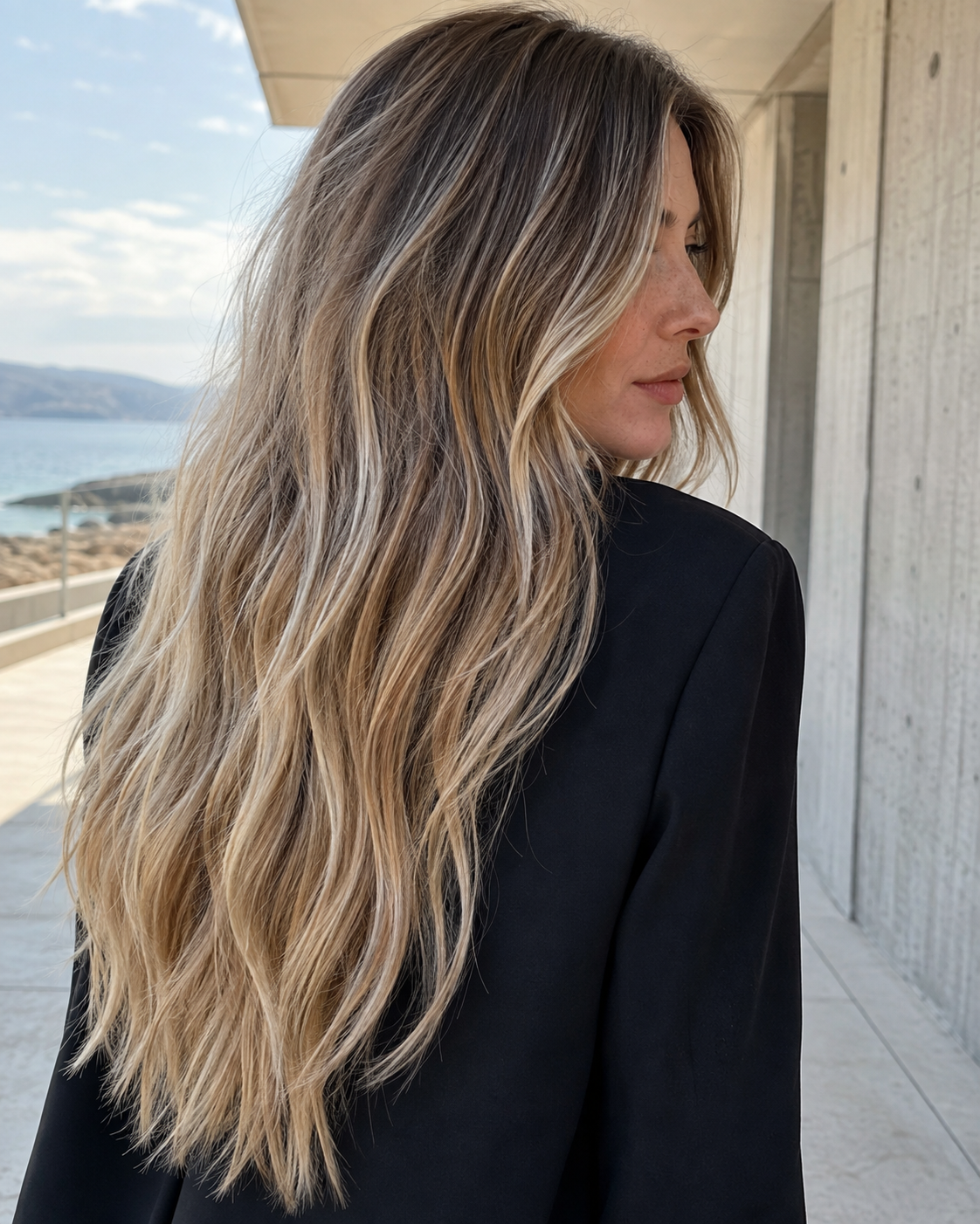 Hair transformation 10 — balayage and extensions by Katie Shumway in Dana Point